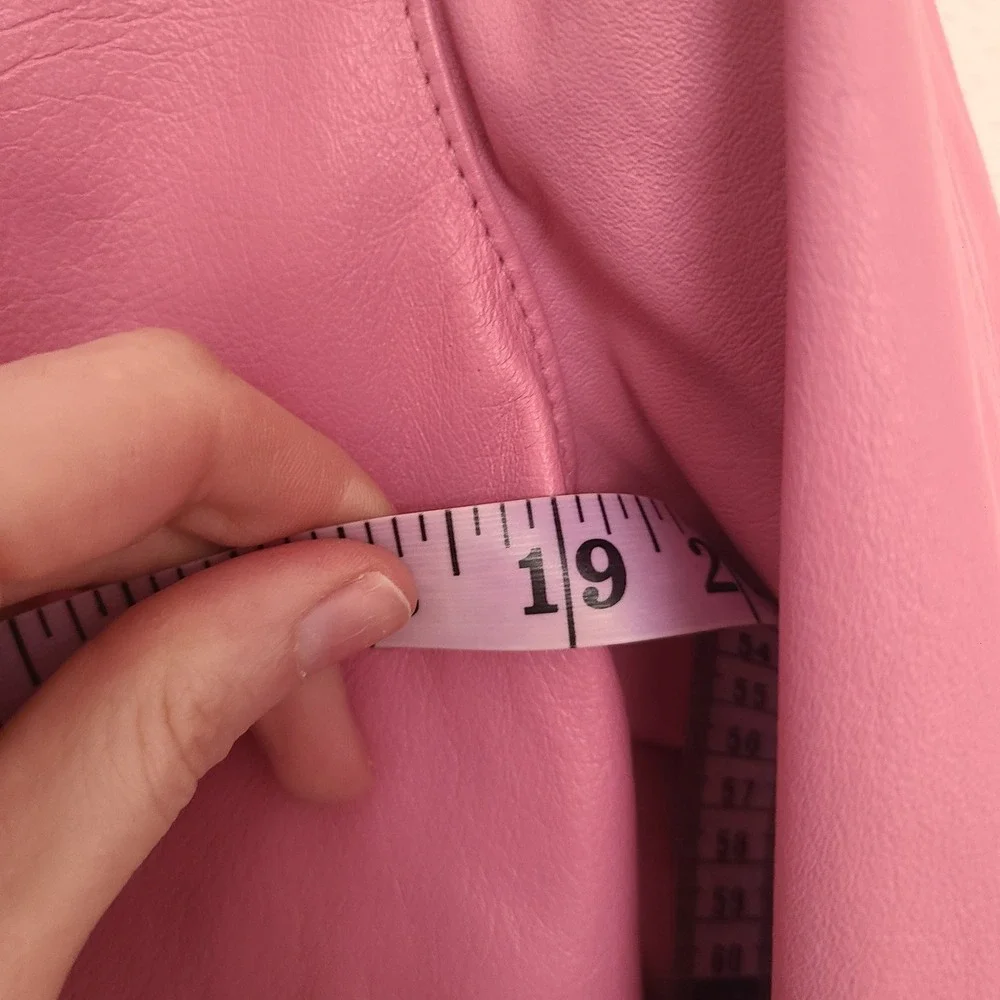 Vintage Wilsons Maxima MEDIUM Pink Leather Moto Jacket Biker Girly Coquette M - Picture 10 of 11